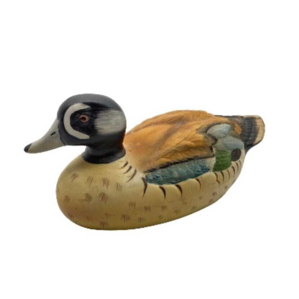 VTG 70s 80s Ceramic Duck Figurine 10" Multicolor Taiwan Rustic‎ Cabin Country